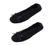 CTM Women's Terry Ballerina Slipper House Shoe (Pack of 2), Black