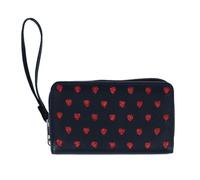 CTM Women's Vegan Leather Heart Bi-Fold Wristlet Wallet, Black