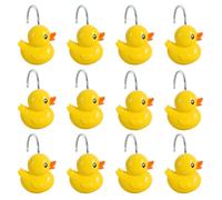 CTOHN 12-Piece Duck Shower Curtain Hooks, Cute Yellow Stainless Steel Decorative Shower Hangers Rings for Bathroom Decor