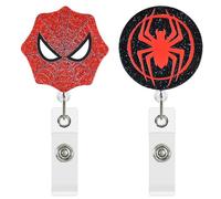 CTOHN 2 Pack Retractable ID Badge Holder Reels Cute Black Red Spider | Badge Clips for School Students, Pediatric Nurses, Medical Assistant ID Badges Name Tag Card
