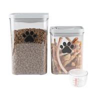 Ctomche 2 Pack Cat Food Storage Biscuit Treat Jar Palsticpet Food Jar with Airtight Lid One Touch Pop Lid Design Cat Puppy Biscuit Chew Stick Organiser for Kitchen Countertop