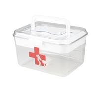 Ctomche Dog Medicine Box with Lid,2 Layer First Aid Box Empty,Pet First Aid Kit with Divided Tray,Plastic Pet Medicine Box Secure Lock,Portable Dog Medicine Box for Family Travel Camping Emergency