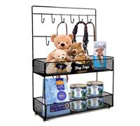 Ctomche Dog Toy Box,2-Tier Wire Mesh Toy Box for Dogs, Pet Toy Storage Rack with Hooks,Sturdy Metal Dog Stuff Storage Basket,Chew Proof Dog Basket Container for Cat Food Treat Leashes Blanket,Toys