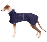 Ctomche Dog Winter Coat Reflective Waterproof, Dog Jacket with Warm Fleece Lining, Waterproof Coat with Adjustable Bands For Greyhounds, Lurchers and Whippets Navy-S