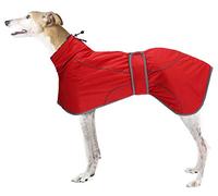 CTomche Dog Winter Coat - Reflective Waterproof Jacket with Warm Fleece Lining, Adjustable Bands for Greyhounds, Lurchers & Whippets - Red