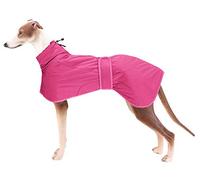 Ctomche Dog Winter Coat Reflective Waterproof, Jacket with Warm Fleece Lining, Waterproof Coat with Adjustable Bands For Greyhounds, Lurchers and Whippets - Pink-XXXL