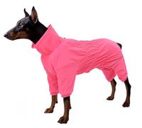Ctomche Dog Winter Coat Windproof Waterproof Dog Jacket with Legs and High Collar Adjustable Jumpsuit with Reflective Zipper Cosy Dog Outfit with Fleece Lining Pet Apparel for Small Medium Dog Pink-XL
