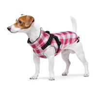 Ctomche Winter Coat Harness Jacket for Dogs - Plaid Puppy Coats for Cold Weather - Warm Fleece Waterproof Jacket with Reflective Harness for Small Medium Large Dogs - Pink-Large
