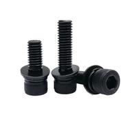 Ctongrun-Cylindrical head bolts M4 M5 M6 M8 Black Steel Hex Allen Cap Head Screws Flat Washer Spring Gasket Assembly Bolts Durable and tough(20mm,10pcs M5)