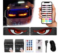Ctopkatuo 2PCS DIY Car Dynamic Devil LED Eyes, Smart Colorful Eye Lamp soft Screen For Car Windows,Programmable Remote Control Flexible LED Display Halloween Lights