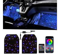Ctopkatuo Fibre Optic Car Ambient Lighting, Starry Sky Floor Mats For Auto, LED Galaxy Footwell Lights, Light Up Floor Carpet Starlights For Car (2 Pieces)