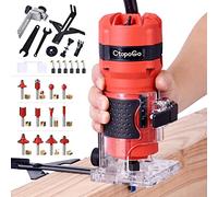 CtopoGo Compact Wood Palm Router Tool Hand Trimmer Woodworking Joiner Cutting Palmming Tool 30000R/MIN 800W 110V with 12PCS 1/4" Router Bits
