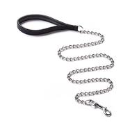 CtopoGo Heavy Duty Dog Leash, Metal Dog Chain with Padded Handle, 70 inch (180cm), Silver, 6 ft.