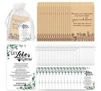 Ctosree 100 Set Wedding Favors for Guests Bulk Include 100 Pcs Self Adhesive Seed Packets Kraft Paper Seed Envelopes Let Love Grow Cards and Organza Gift Bags for Bridal Shower(Classic)
