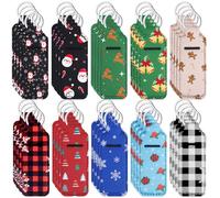 Ctosree 40 Pcs Christmas Theme Lipstick Holder with Portable Clip on Lip Gloss Sleeve Pouch Lipstick Holder Pocket Lip Balm Holder for Xmas Employee Gifts Coworker Nurse Teachers(Classic Pattern)