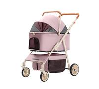 CTREVL Double-Decker Dog Stroller, Dog Pushchair for Small Medium Dogs, Cats Pushchair with Breathable Mesh 4 Wheels for Small Medium Dogs Cats Foldable Travel Carriage(Pink)
