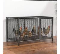 CTREVL Large Metal Chicken Coop with Skylight on the Top for 10-15 Chickens, Chicken Enclosure Outdoor Easy to Assemble Metal Frame Chicken Pen Duck House Rabbits Cage for Outdoor Backyard Farm Use(Bl