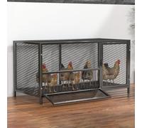 CTREVL Large Metal Chicken Coop with Skylight on the Top for 10-15 Chickens, Chicken Enclosure Outdoor Easy to Assemble Metal Frame Chicken Pen Duck House Rabbits Cage for Outdoor Backyard Farm Use(Bl
