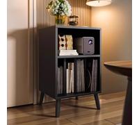CTREVL Record Player Stand with Vinyl Storage Cabinet, Wood Turntable Table, Turntable Stand with Solid Wood Legs Easy Assembly for Bedroom Living Room(Black)