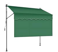 CTREVL Retractable Patio Awning, Manual Retractable Awnings for Patio with Privacy Curtain, Manual Retractable Awning Adjustable angle and height for Backyard Garden Balcony(Green,3m/9.8ft)