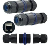 CTRICALVER 2 Pcs Ethernet Connectors Outdoor, RJ 45 waterproof connector, RJ45 Coupler, Shielded Network Extender for CAT.6E/CAT.6/CAT.5E/CAT.5, RJ45 waterproof Coupler