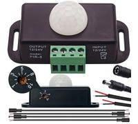 CTRICALVER 24/ 12v pir sensor external, pir sensor pir motion sensor pir light switch Adjustable from 1-10 min +55CM two pairs of DC male and female wires