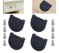CTRICALVER 4 Pieces Invisible Handles | 35mm knobs Kitchen Cabinet Cupboard Drawer Door Handles | Pull Handle with Screws | Horizontal Kitchen Cabinet Hardware Drawer Handle (Black)