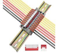 CTRICALVER DIN Rail Connectors Universal Terminal Blocks Kit 10pcs Terminal Blocks with Number Strip Markers, Securing Clip, Guide Rail and Connection Bar (2P, 3P,5P) Orange