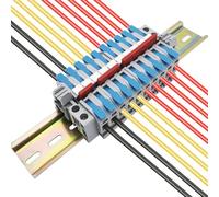 CTRICALVER DIN Rail Terminal Block Kit, 10 pcs Blue Quick Connection Terminal, with Blank Marker Strips,Securing clipand Connection bar (2P, 3P,4P,5P)