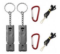 CTRICALVER Emergency Whistle, High Decibel Safety whistles with lanyard, keychain, Double Tubes Survival Whistle Electroplated grey, 80~150dB suitable for School, Gym, Outdoor Camping(2 set)