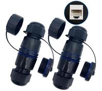 CTRICALVER Ethernet Connectors Outdoor Female to Female, 2 Pcs RJ45 Waterproof Coupler for CAT.6E/CAT.6/CAT.5E/CAT.5, Coupler Connector, RJ 45 Connector with Waterproof/Dust Cap