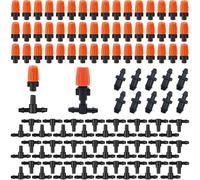 CTRICALVER Irrigation System Kit, Garden Watering System, 50 pcs Adjustable Misting Nozzles, 10 Pcs End Plugs, Ideal for Garden, Greenhouse, Patio, Lawn