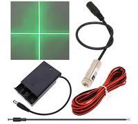 CTRICALVER Laser Module (Light Source Shape: Green Cross) Adjustable Focal Kit, 3-5V Industrial Laser Module Diode 2.1mm DC Plug 520nm +Power Supply kit