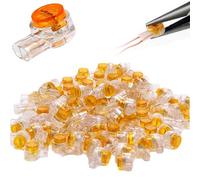 CTRICALVER Lock UY Connector Telephone line Connection Bundling Connector 2 Port / 2 core Set 100 Pieces（Orange）