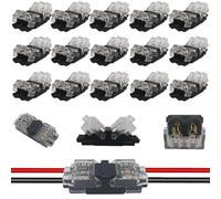 CTRICALVER Low Voltage H T Tap Quick Splice Wire Connectors No Wire-Stripping Compact Electrical Wire Terminals for 18-22 AWG H Type 2-pin 15Pcs Black Transparent H2