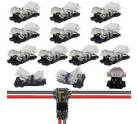 CTRICALVER Low Voltage H T Tap Quick Splice Wire Connectors No Wire-Stripping Compact Electrical Wire Terminals for 18-22 AWG T Type 2-pin 10Pcs Black Transparent T2