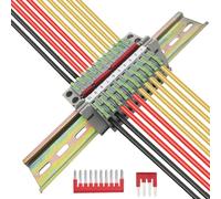 CTRICALVER Universal Din Rail Terminal Block Kit, DIN Rail Connectors, 10 pcs Grass Green Quick Connection Terminal with Marker Strips,Securing clipand, Guide Rail and Connection bar