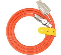 CTRICALVER USB C Charger Cable, Zinc Alloy Elbow 180° Rotating Fast Charge Cable, Type-C Cable,60W Super Fast Charging Cable Features Data Transfer, with Organizor Strap (Orange 1m)