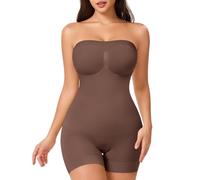 CtriLady Strapless Shapewear Bodysuit for Women Tummy Control Shapewear Seamless Full Body Shaper with Removable Straps, Brown, Medium