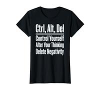 Ctrl Alt Del Control Yourself Delete Negativity Value Graphic T-Shirt, Women, Black, S