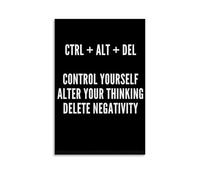 Ctrl Alt Del Motivational Quotes Canvas Wall Art Inspirational Poems, Vintage Aesthetic Poster, Printing for Apartment Bedroom Living Room Decor12x18inch(30x45cm)