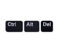 Ctrl + Alt + Del - Set of 3 Patches - Heat-Activated Adhesive/Iron-on Backing - Embroidered Badge/Patch