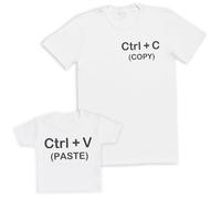 CTRL + C & CTRL + V Baby Gift Set - Set of 2 - Father & Baby Kids Matching Set - Dad & Baby - Gift for Daddy Him Dad White