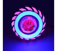 CTRLZS 12V Motorcycle Head Light Lamp Projector Lens Light with Led Angel Devil Eyes Headlight 30W 1200Lm 200000H Double Aperture Light(Pink and Blue)