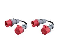 CTRLZS 2X 5 Pin Red 32A Male to 16A Female CEE-Adapter Gen Ev Charger Extension Cord Connector 400V Outlet