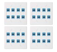 CTRLZS 4X Ethernet Wall Plate 8 Port - Double Gang Cat6 RJ45 Jack Network Cable Faceplate Female to Female - Blue