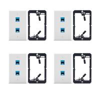 CTRLZS 4X Ethernet Wall Plate with Low Voltage Mounting Bracket,Single Gang 2 Port Cat6 Ethernet Cable Wall Outlet