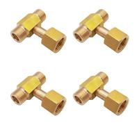 CTRLZS 4X W21.8-14 CO2 Tank Bottle Brass Threaded Tee Fitting 3 Way Connector Charging Fill Adaptor for Beer Homebrew Aquarium