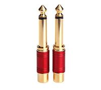 CTRLZS 6.35mm 1/4 inch Male Mono to Female Interconnect Audio Adapter Conversion Plug (Red 2 Pack)