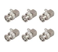 CTRLZS 6X BNC Male Plug Right Angle Crimp for RG58 RG400 RFC195 Coax Adapter Connector,Silver